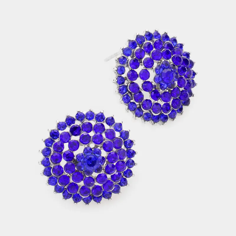 SILVER ROYAL BLUE SUNBURST EARRINGS ( 1774 RY ) sold by Oh My Jewelry