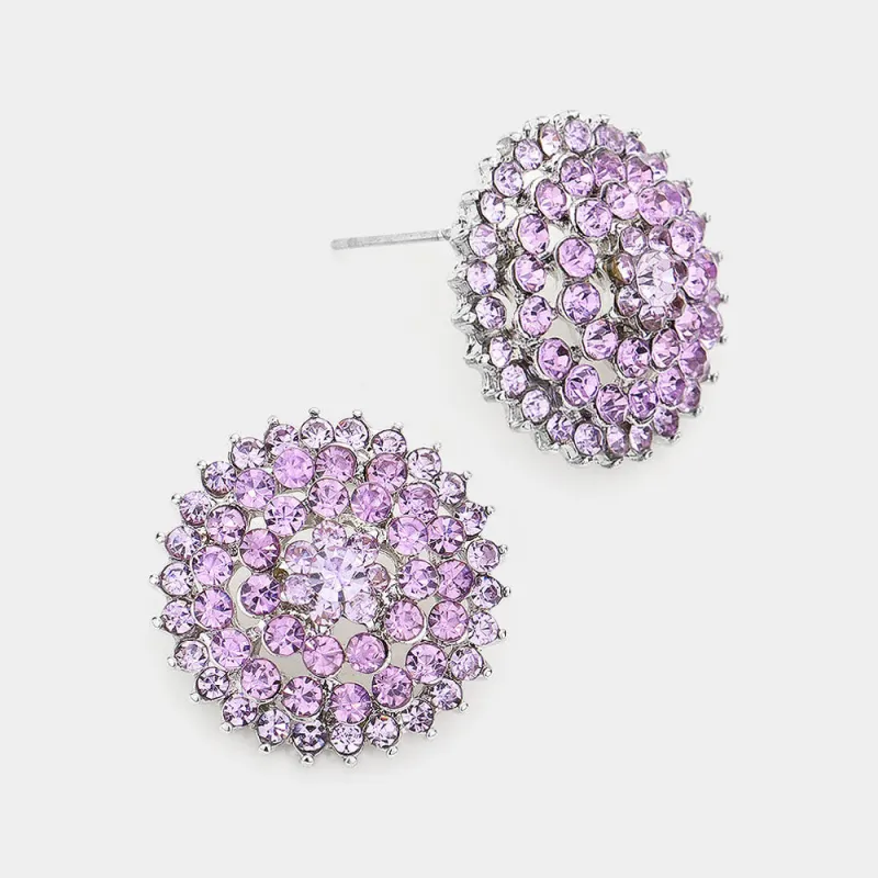 SILVER PURPLE SUNBURST EARRINGS ( 1774 SPU ) made by Oh My Jewelry