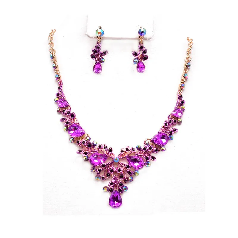 GOLD PURPLE NECKLACE SET ( 12330 GPU ) sold by Oh My Jewelry