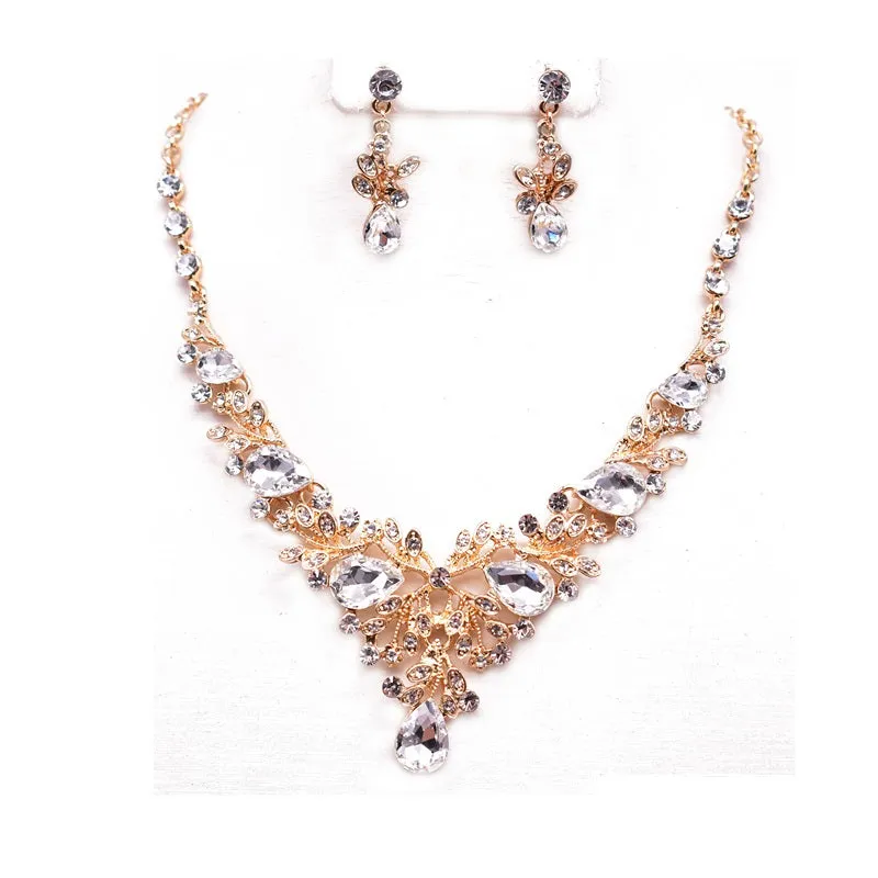 GOLD CLEAR NECKLACE SET CLEAR STONES ( 12330 GCL ) sold by Oh My Jewelry