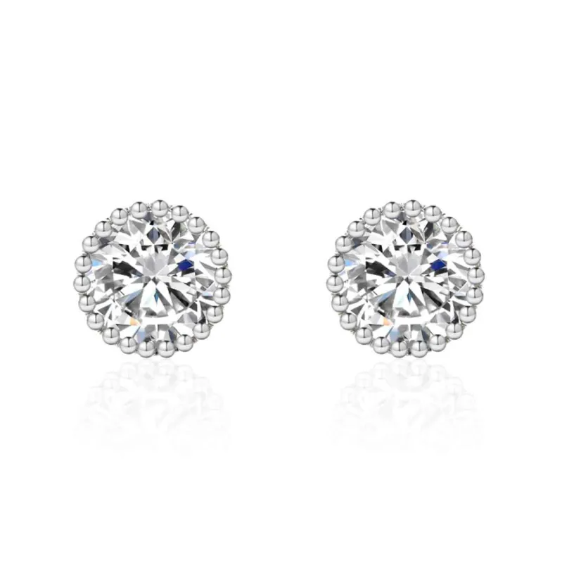 10mm SILVER ROUND CZ CUBIC ZIRCONIA STONES EARRINGS ( 0002 10 ) made by Oh My Jewelry