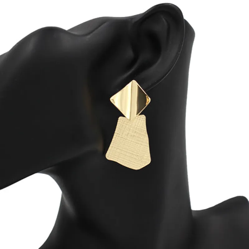 GOLD METAL DANGLING EARRINGS ( 5300 GD ) sold by Oh My Jewelry