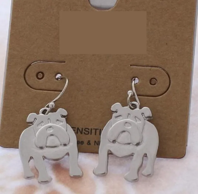 SILVER BULLDOG EARRINGS ( 34796 R ) sold by Oh My Jewelry