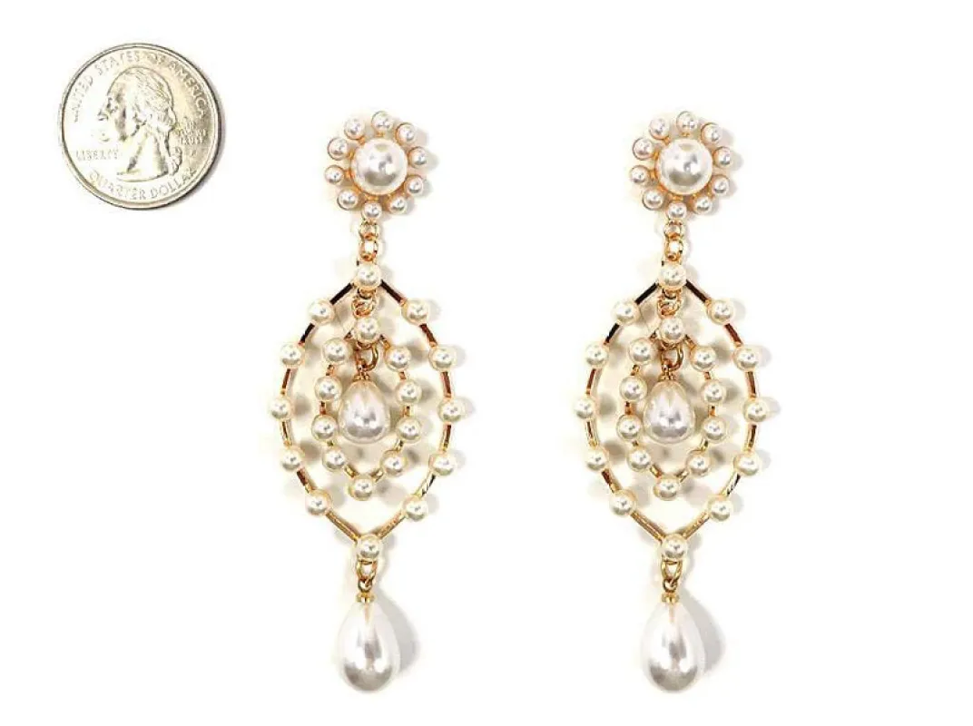 GOLD CREAM PEARL EARRINGS ( 5060 GDCRP ) made by Oh My Jewelry