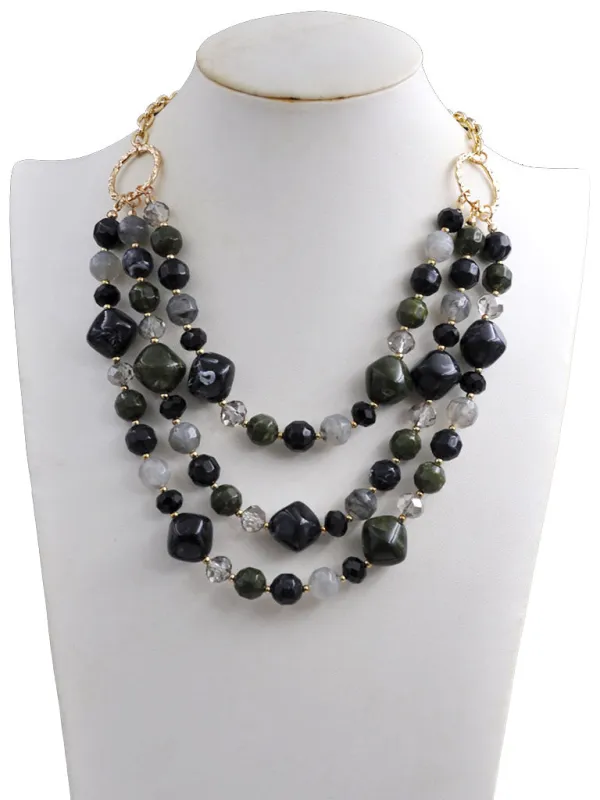 GREY BLACK STONE NECKLACE ( 233004 GRNK ) sold by Oh My Jewelry