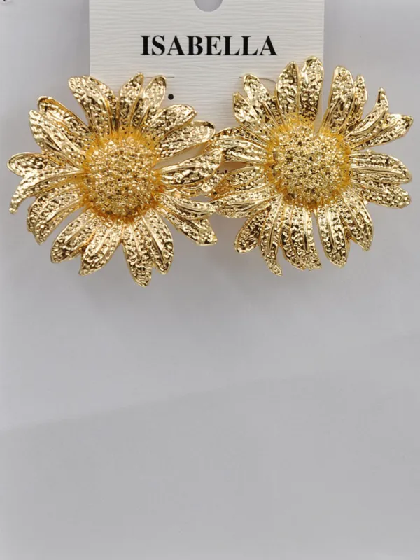 GOLD SUFLOWER METAL EARRINGS ( 233480 G ) made by Oh My Jewelry
