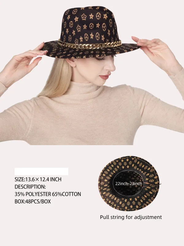 BLACK CHAIN FEDORA ( 3164 BLACK ) sold by Oh My Jewelry