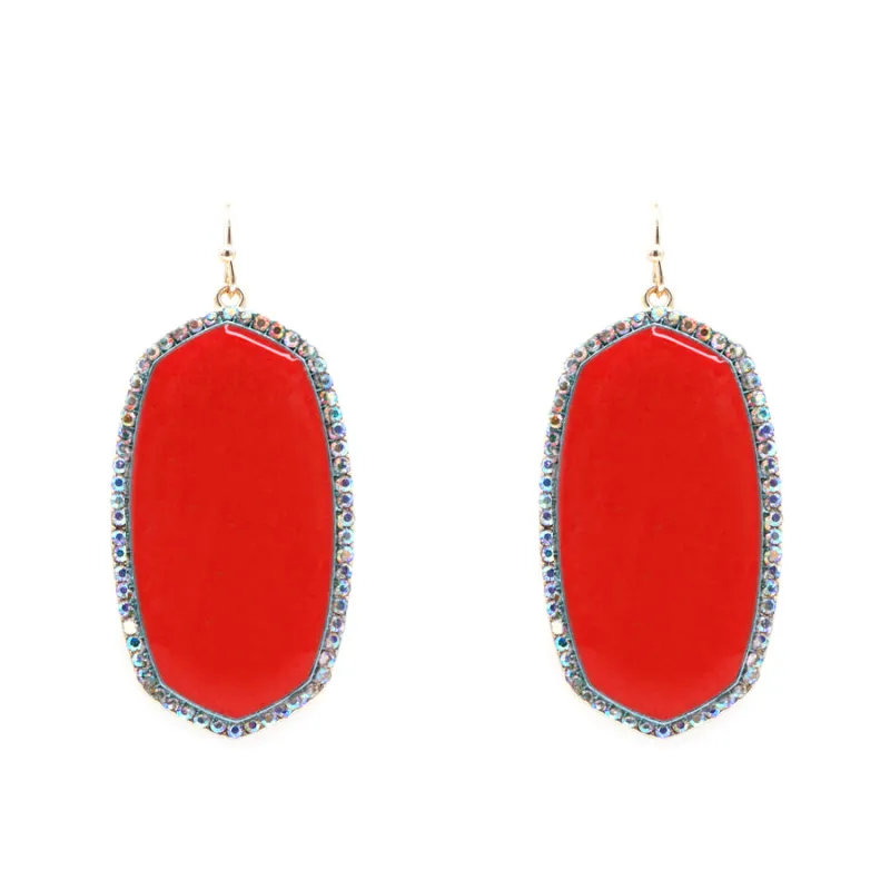 GOLD RED EARRINGS AB STONES ( 6070 RE ) made by Oh My Jewelry