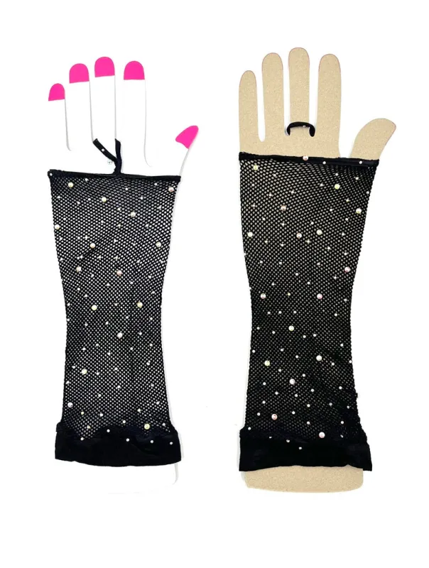 BLACK FINGERLESS GLOVES ( 0029 WHX ) sold by Oh My Jewelry