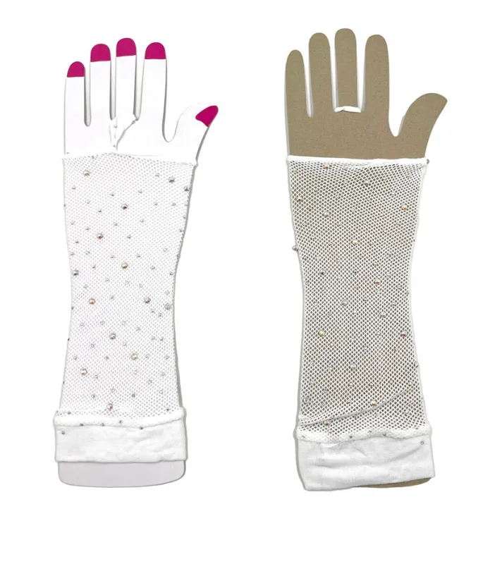 WHITE FINGERLESS GLOVES ( 0029 WHX ) sold by Oh My Jewelry