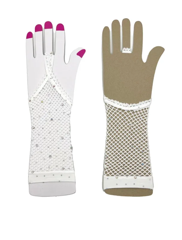 WHITE FINGERLESS GLOVES ( 0028 WHX ) sold by Oh My Jewelry
