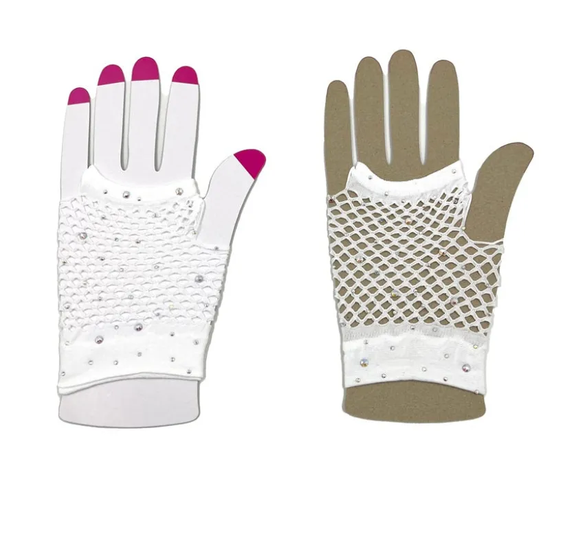 WHITE FINGERLESS GLOVES ( 0026 WHX ) sold by Oh My Jewelry