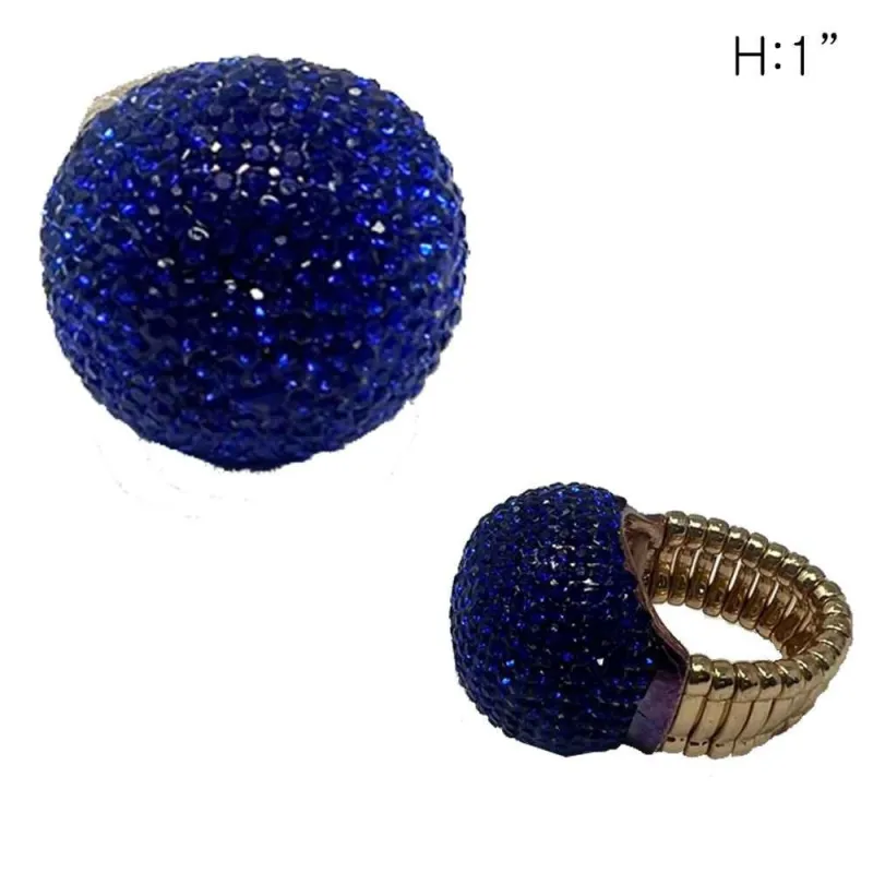 GOLD STRETCH RING DOME ROYAL BLUE STONES ( 92 GRY ) sold by Oh My Jewelry
