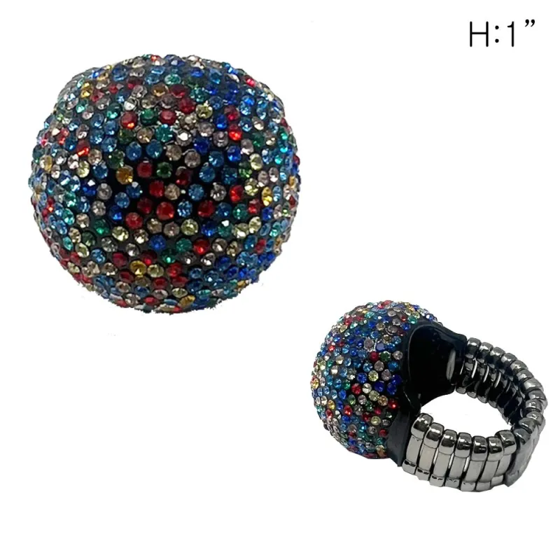 HEMATITE STRETCH RING DOME MULTI COLOR STONES ( 92 BMU ) sold by Oh My Jewelry