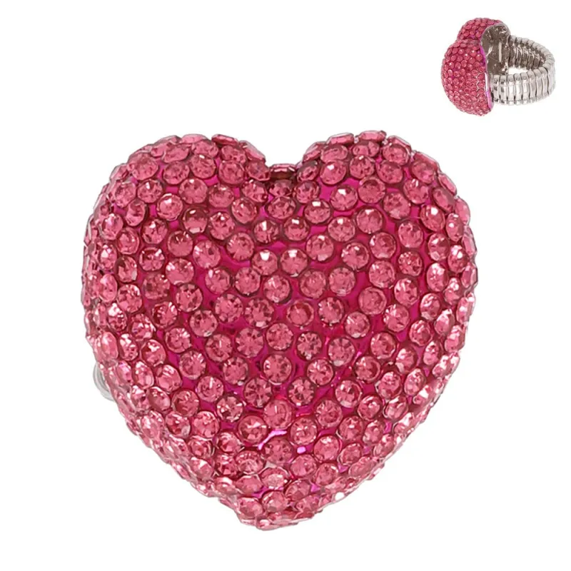 SILVER HEART RING PINK STONES ( 89 RPK ) sold by Oh My Jewelry