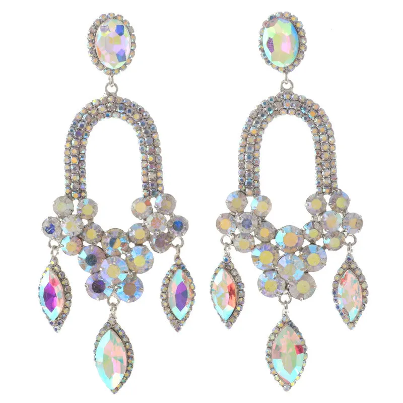 SILVER AB DANGLING RHINESTONE EARINGS ( 3477 SAB ) sold by Oh My Jewelry