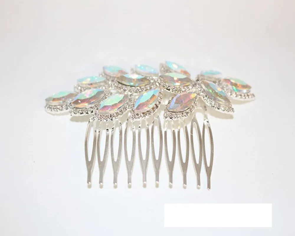 SILVER AB RHINESTONE HAIR COMB ( 2034 SAB ) sold by Oh My Jewelry