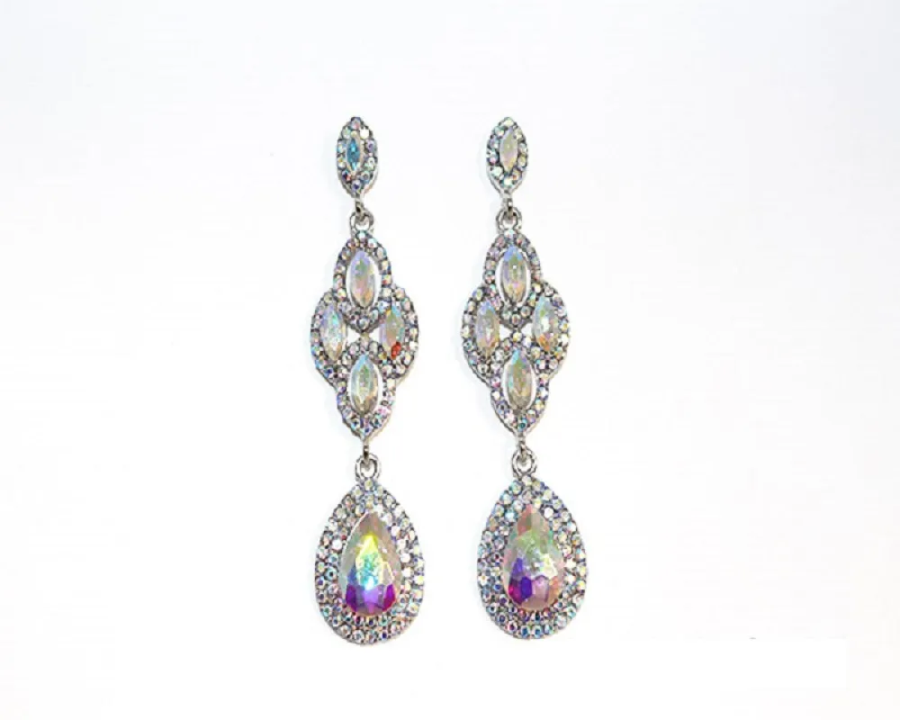SILVER DANGLING EARRINGS AB STONES ( 1653 SAB ) sold by Oh My Jewelry