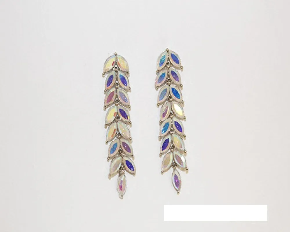 SILVER AB DROP LEAF EARRINGS ( 1736 SAB ) sold by Oh My Jewelry