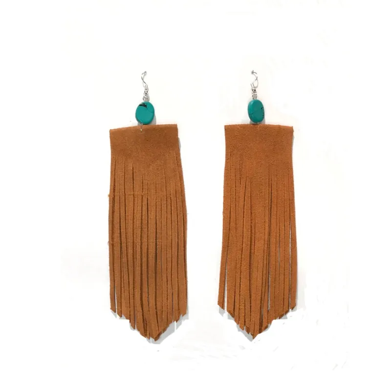 Orange Turquoise Leather Earrings (ME74OR ) sold by Oh My Jewelry