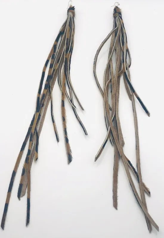 LONG LEOPARD PRINT TASSEL EARRINGS ( 78 LEO ) sold by Oh My Jewelry