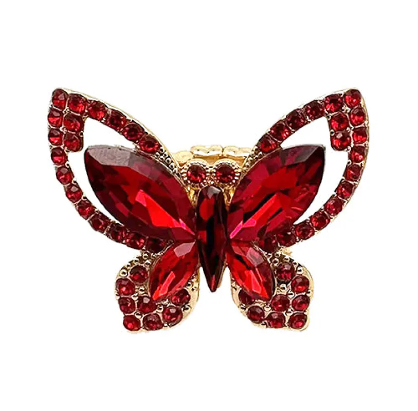 GOLD BUTTERFLY RING RED STONES ( 2013 GDLSM ) sold by Oh My Jewelry