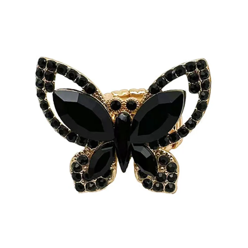 GOLD BUTTERFLY RING BLACK STONES ( 2013 GDJET ) sold by Oh My Jewelry