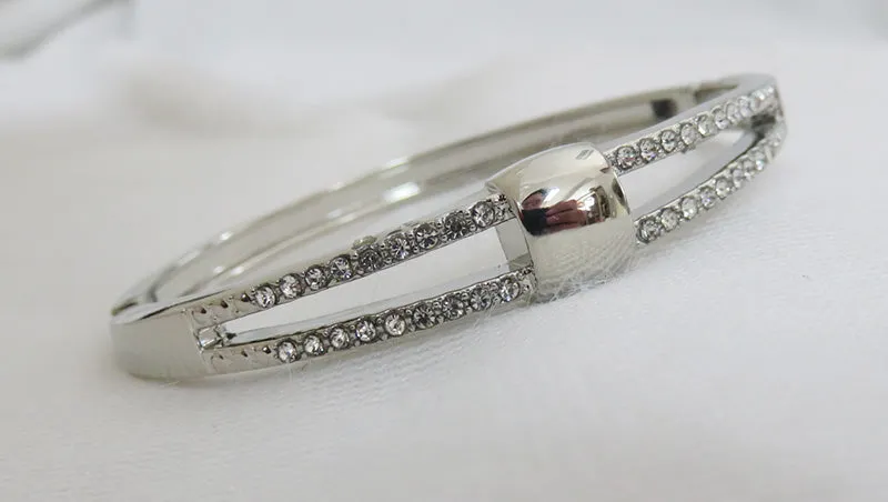SILVER BANGLE CLEAR STONES ( 837 SCL ) sold by Oh My Jewelry
