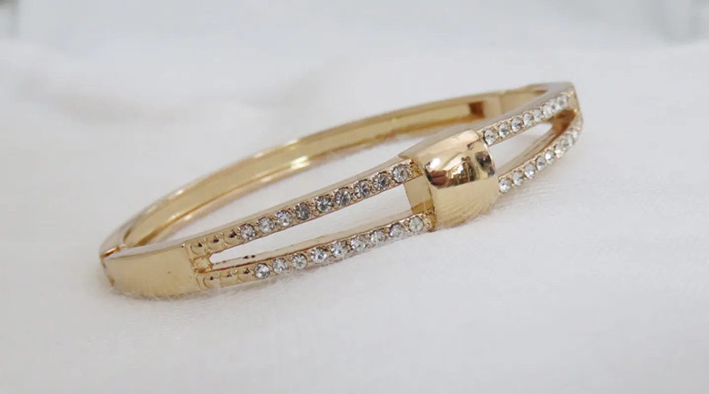 GOLD BANGLE CLEAR STONES ( 837 GCL ) sold by Oh My Jewelry