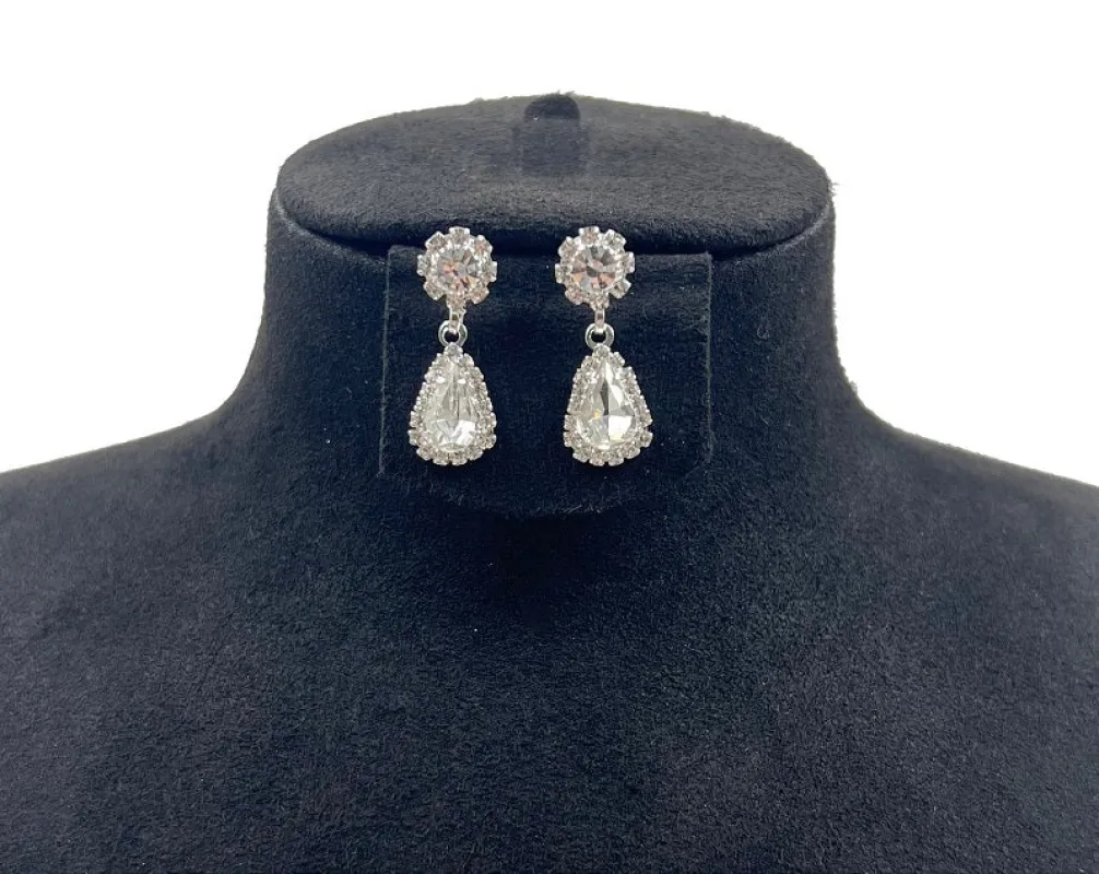 SILVER EARRINGS CLEAR STONES ( 0564P 1C ) sold by Oh My Jewelry