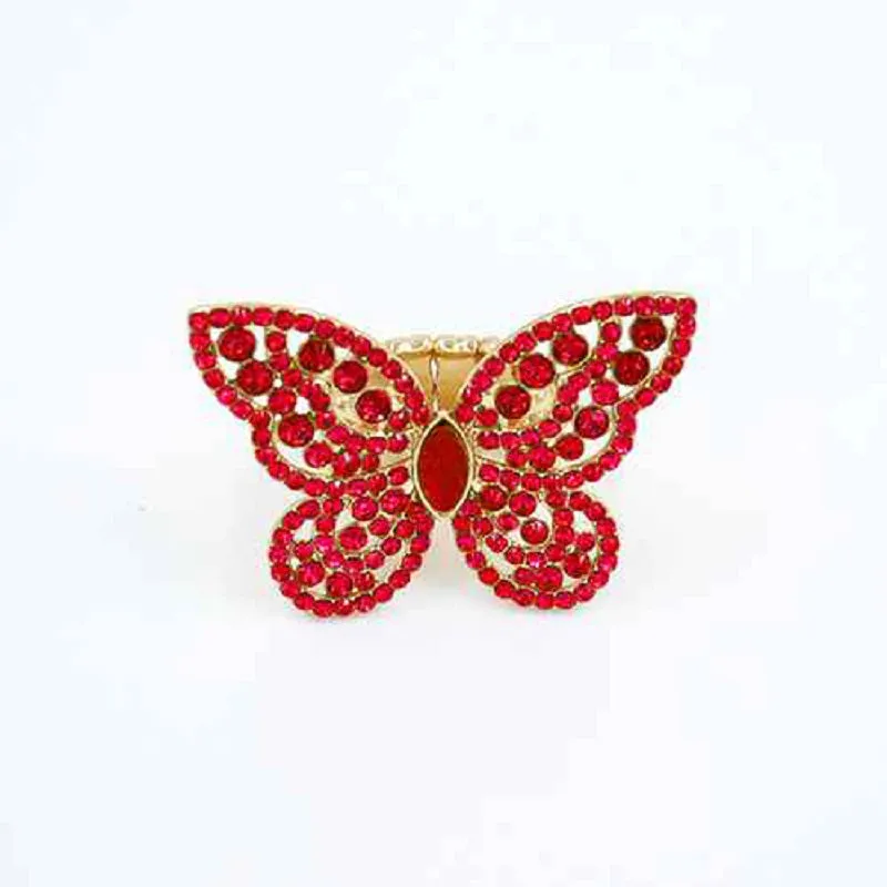 GOLD BUTTERFLY STRETCH RING RED STONES ( 2014 GDLSM ) sold by Oh My Jewelry