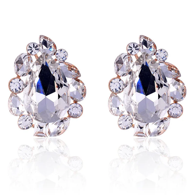 GOLD CLEAR CLIP ON EARRINGS ( 2516 GCL ) sold by Oh My Jewelry