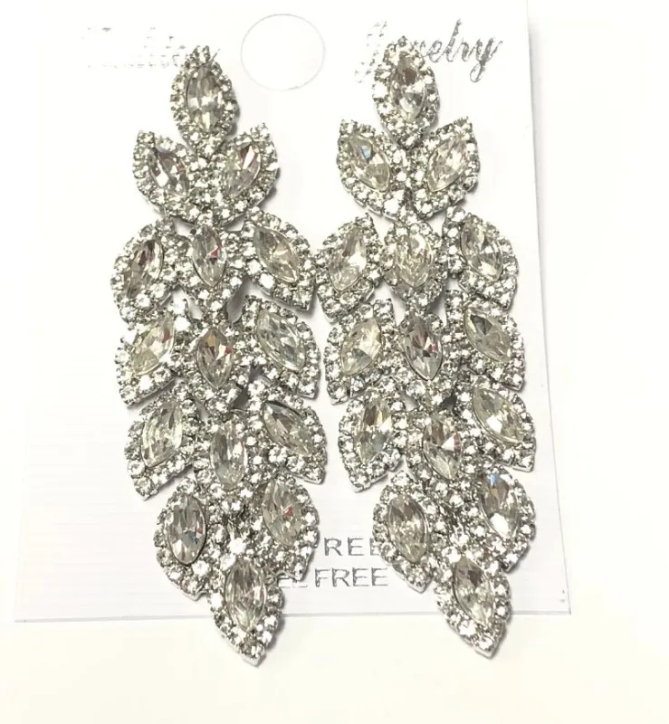 SILVER EARRINGS CLEAR STONES ( 3042 S ) sold by Oh My Jewelry
