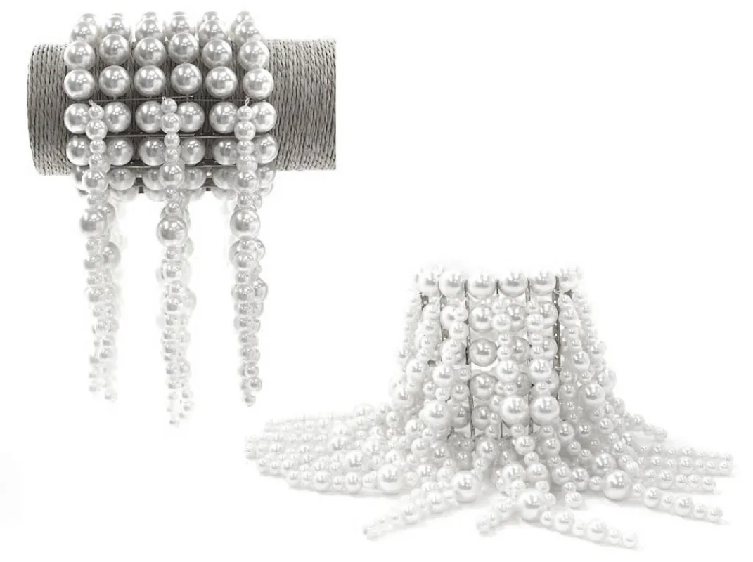 WHITE PEARL STRETCH BRACELET WITH DANGLING PEARLS ( 5029 ) sold by Oh My Jewelry