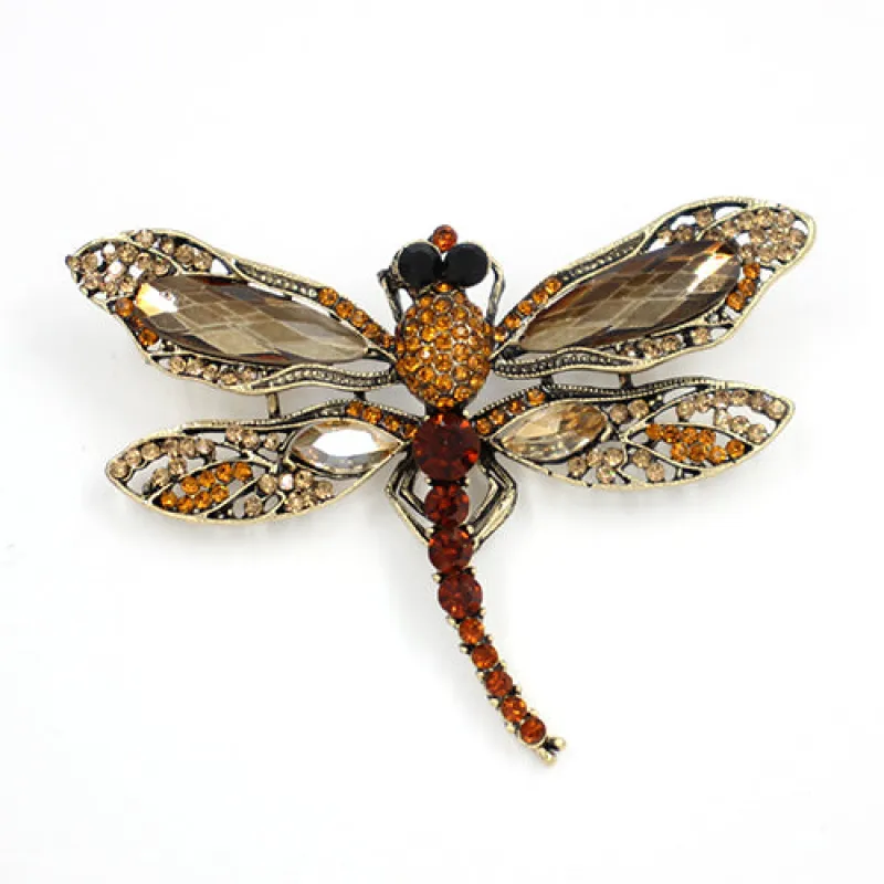 GOLD DRAGONFLY BROOCH BROWN TOPAZ STONES ( 2016 LCT ) sold by Oh My Jewelry