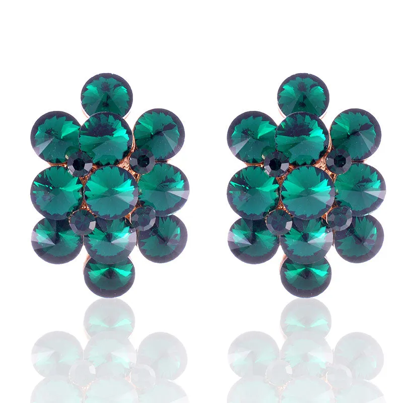 GOLD CLIP ON EARRINGS GREEN STONES ( 1292 GGR ) sold by Oh My Jewelry