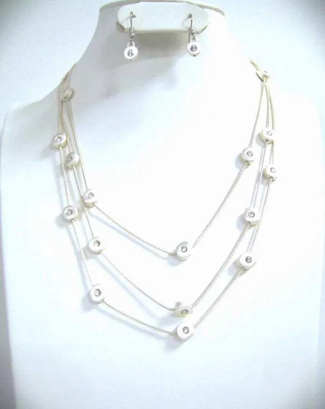 SILVER NECKLACE SET CLEAR STONES ( 4814 S ) sold by Oh My Jewelry