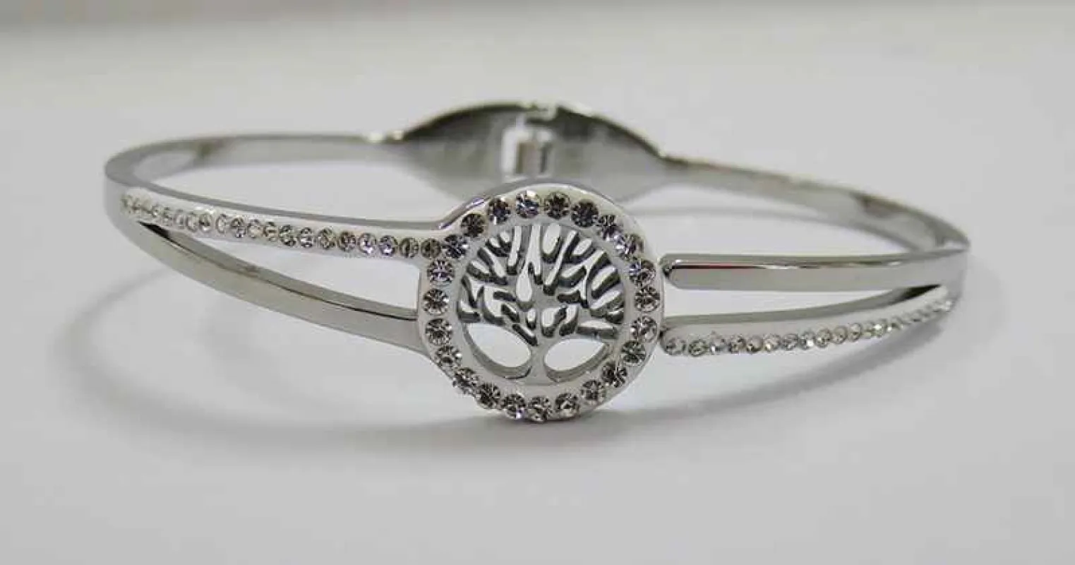 SILVER TREE BANGLE CLEAR STONES ( 786 S ) sold by Oh My Jewelry