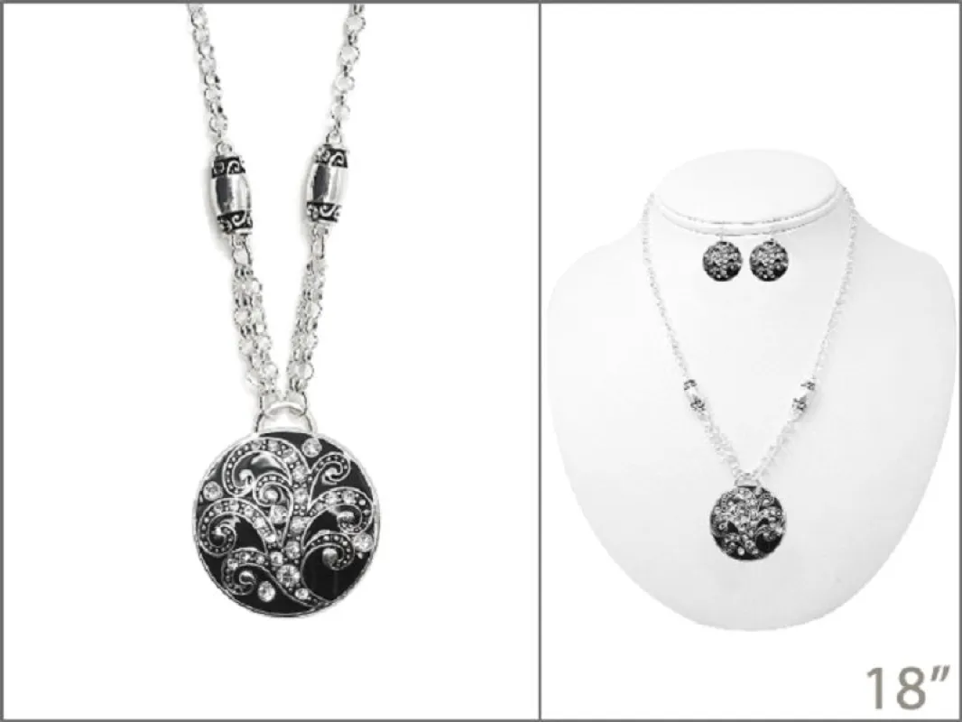 SILVER FILIGREE NECKLACE SET CLEAR STONES ( 04650 ASCRY ) sold by Oh My Jewelry