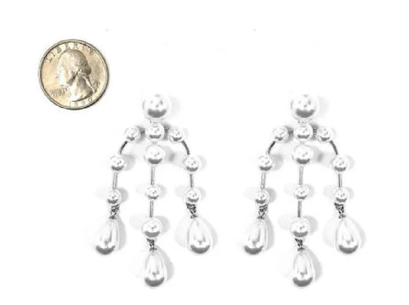 SILVER DANGLING EARRINGS WHITE PEARLS ( 1007 RHWHP ) sold by Oh My Jewelry