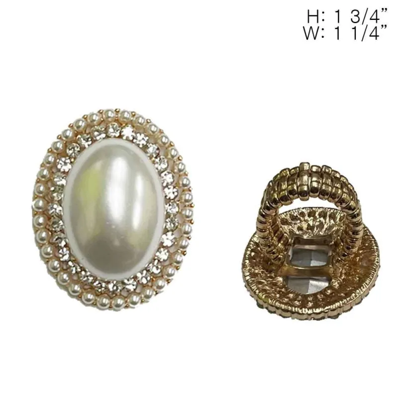 GOLD STRETCH RING CLEAR STONES PEARLS ( 194 GCR ) sold by Oh My Jewelry
