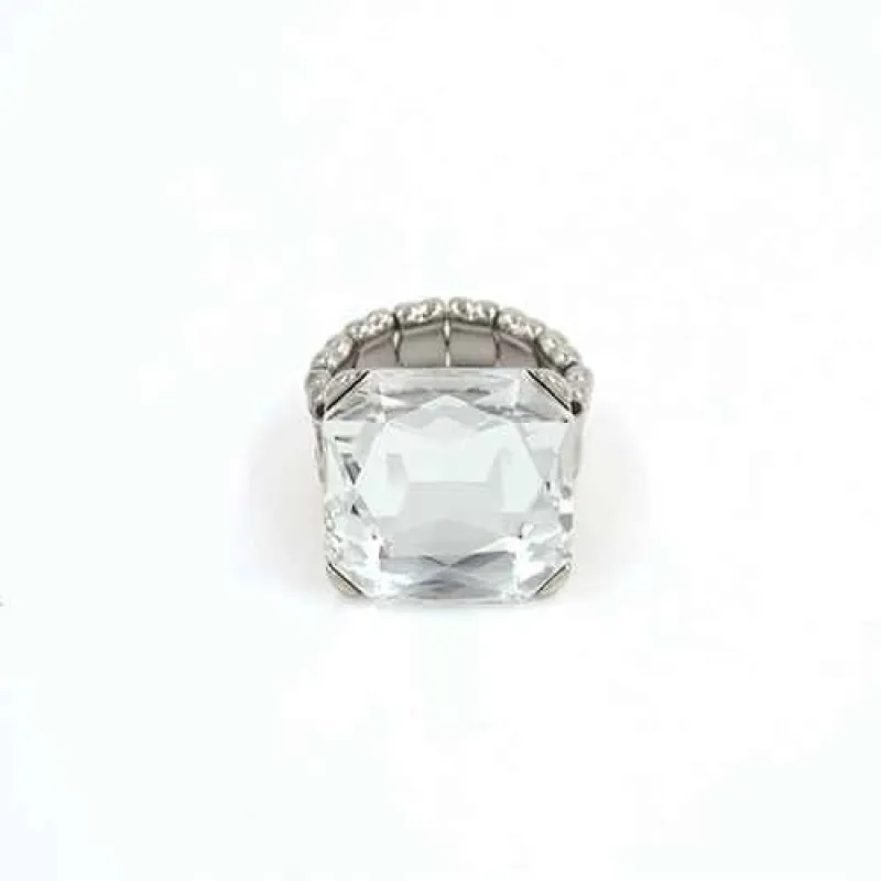 SILVER CLEAR STRETCH RING ( 2007 RDCLR ) sold by Oh My Jewelry