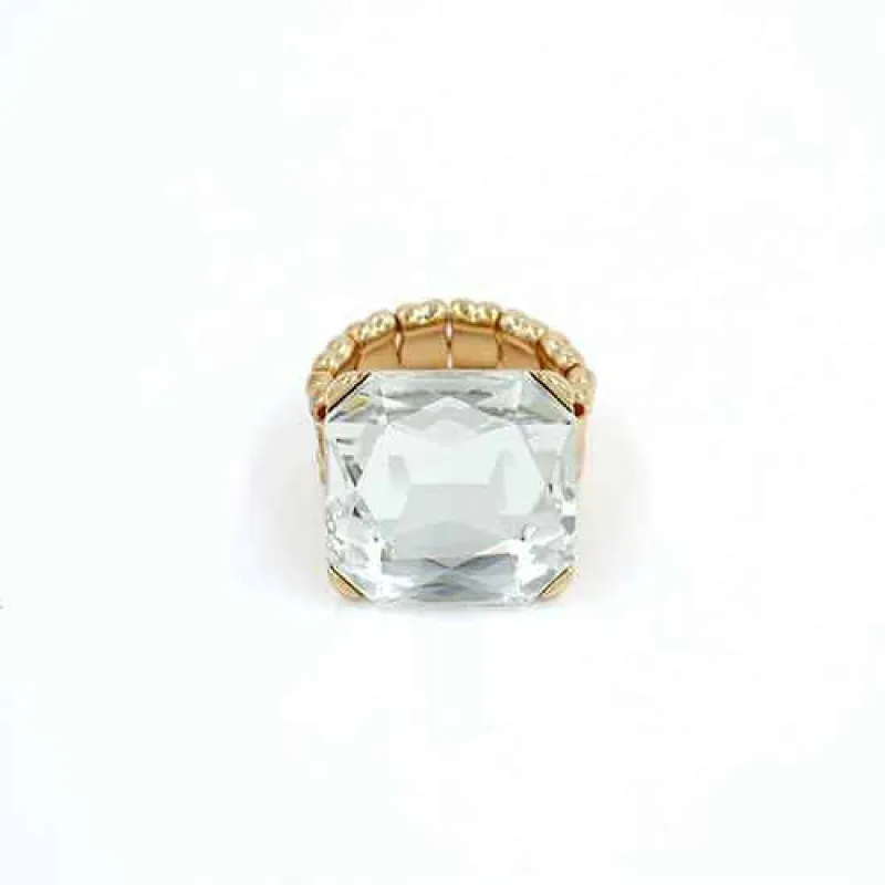 GOLD CLEAR STRETCH RING ( 2007 GDCLR ) sold by Oh My Jewelry