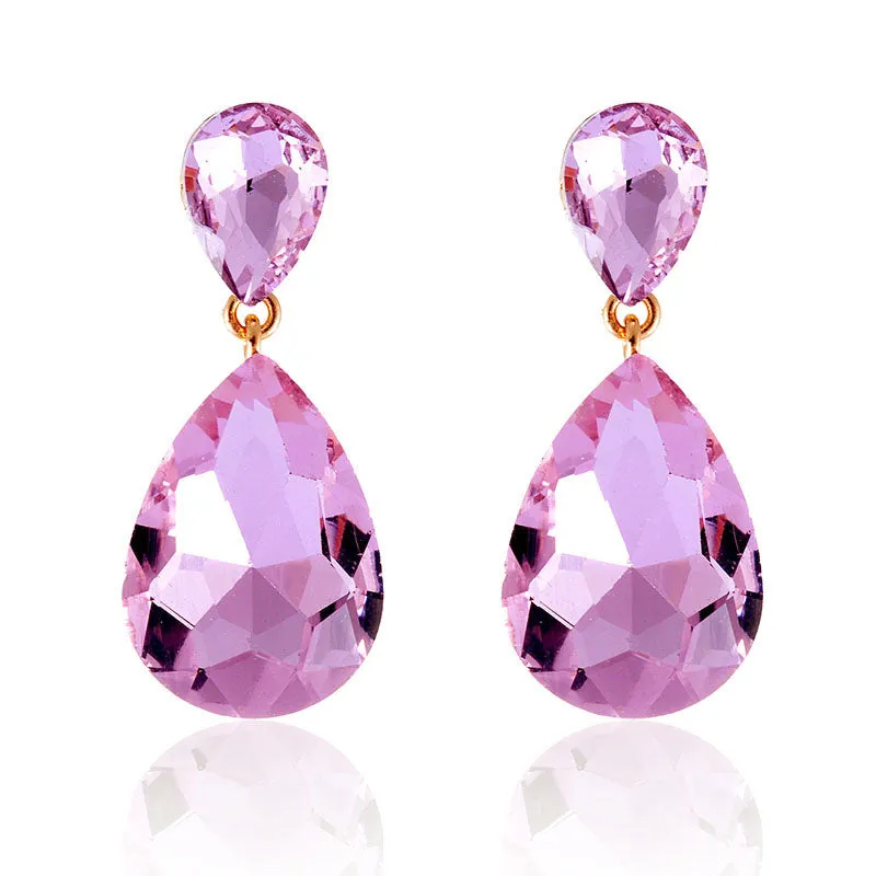 GOLD LIGHT PINK STONE EARRINGS ( 2337 LPK ) sold by Oh My Jewelry