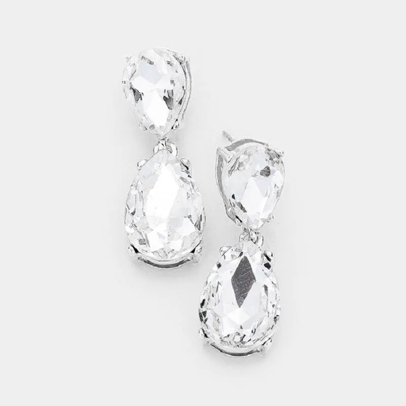 SILVER CLEAR STONES EARRINGS ( 1613 SCL ) sold by Oh My Jewelry