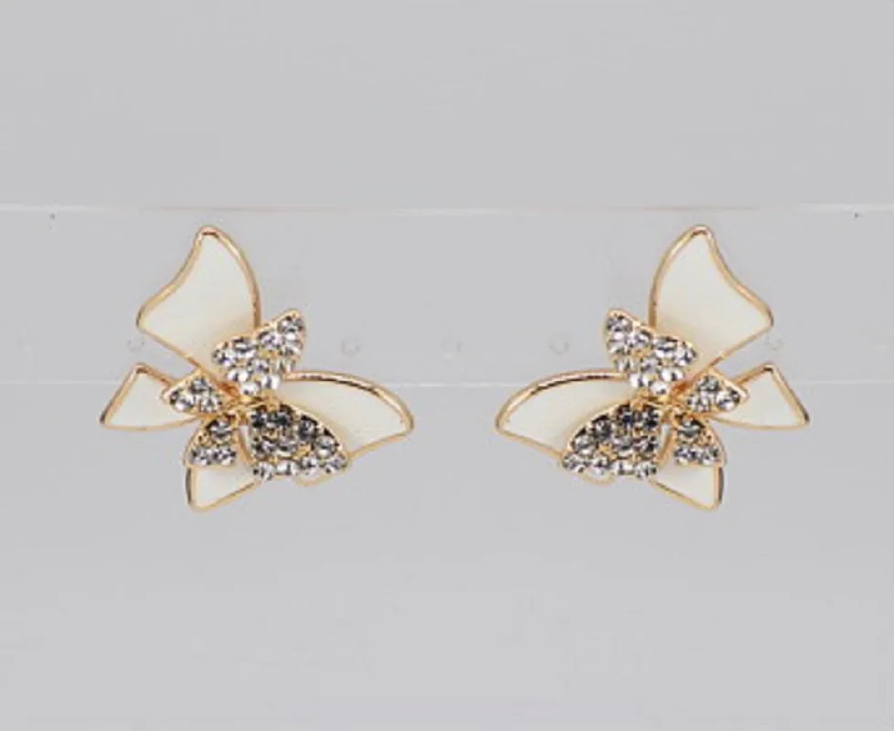 GOLD WHITE BUTTERFLY EARRINGS ( 3999 GLWHT ) sold by Oh My Jewelry