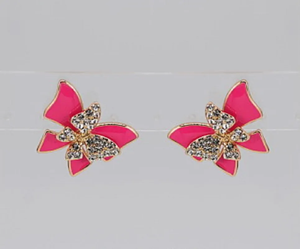 GOLD FUCHSIA BUTTERFLY EARRINGS ( 3999 GLFUS ) made by Fiesta