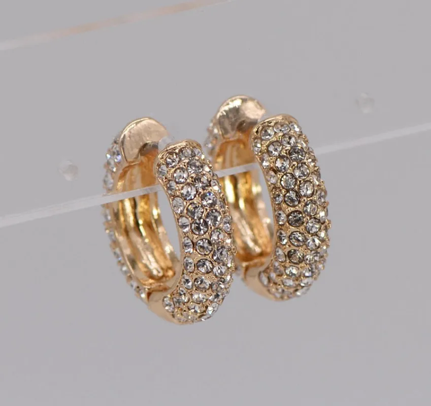 GOLD HOOP EARRINGS CLEAR STONES ( 1496 GLCRY ) sold by Oh My Jewelry