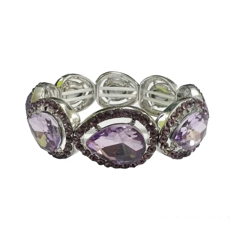 SILVER STRETCH BRACELET LAVENDER STONES ( 116 RLV ) sold by Oh My Jewelry