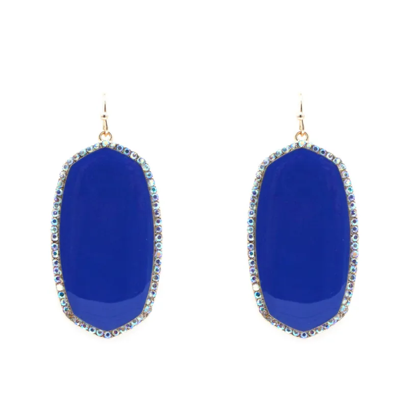GOLD BLUE EARRINGS AB STONES ( 6070 BLU ) made by Oh My Jewelry